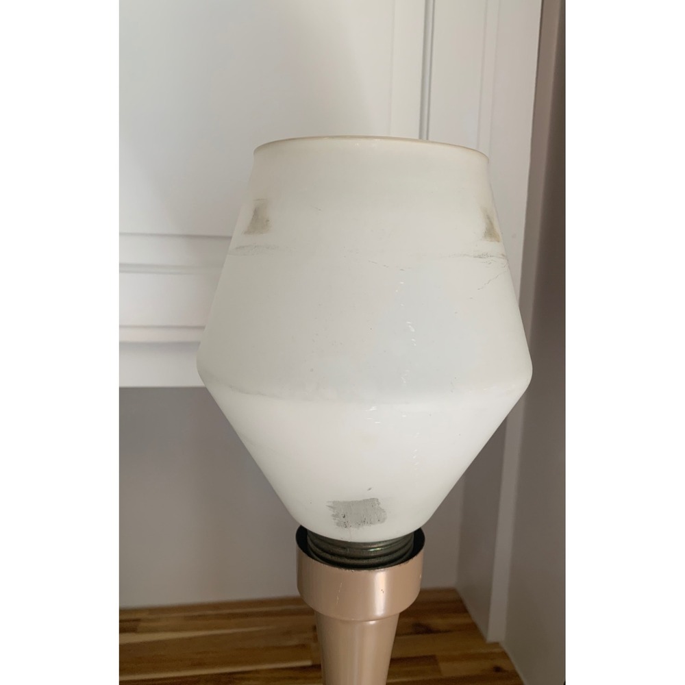 Vintage Metal MCM RetroTable Lamp Frosted Glass Beehive Shade Retro 50s 60s Tan - Picture 5 of 7